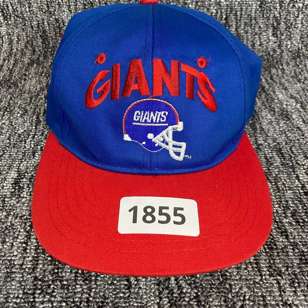 Vtg Drew Pearson New York Giants Snapback Hat Cap Blue Red Helmet NFL Youth